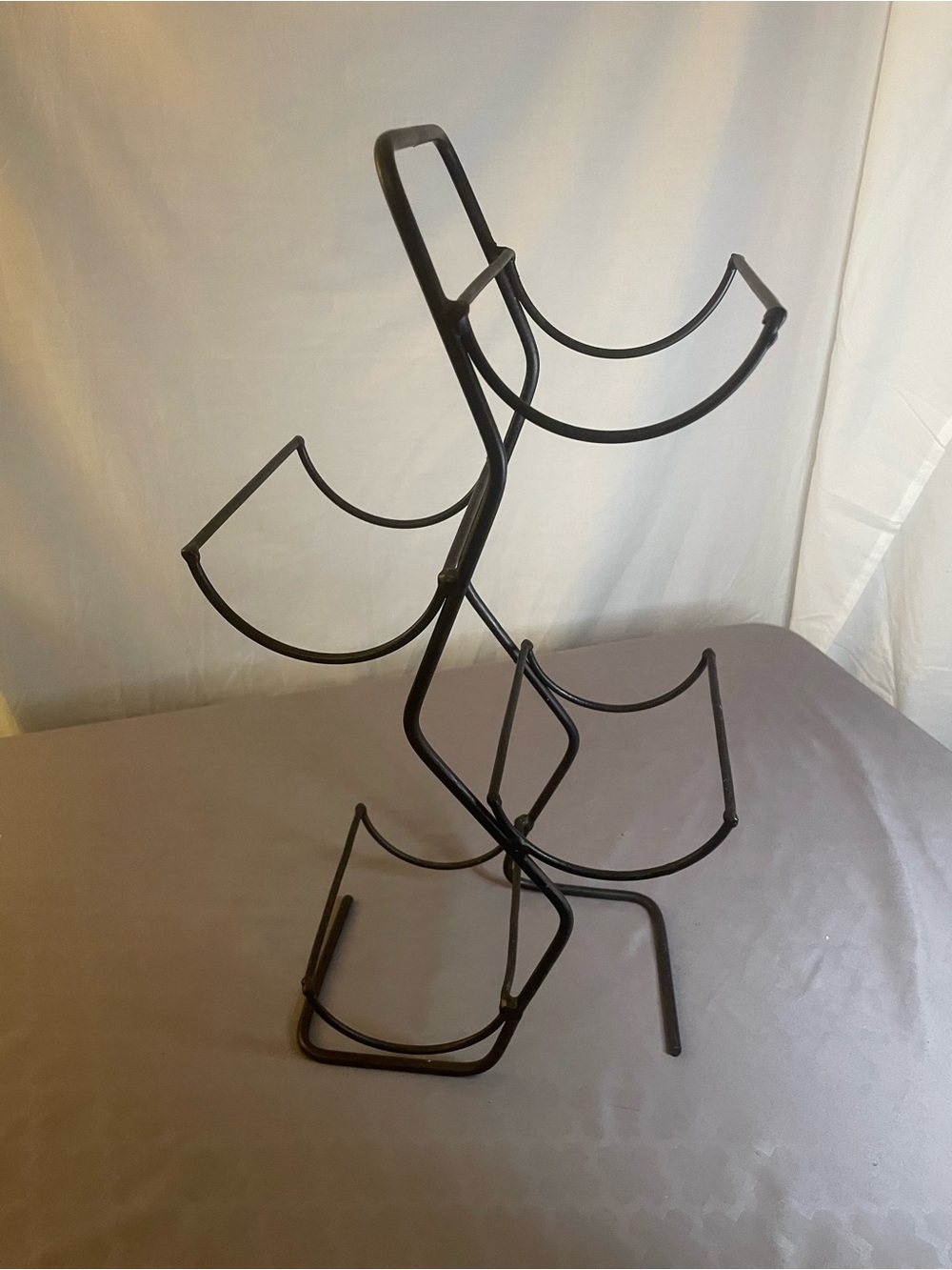Black Metal Wine Bottle Holder Rack - 4 Bottles